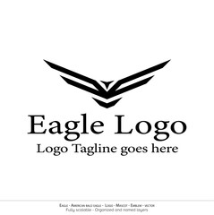 Eagle Logo, Flying Bird Emblem. dove mascot. American Bald Eagle silhouette logo. Minimal design, minimalistic logo vector