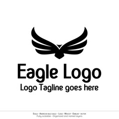 Eagle Logo, Flying Bird Emblem. dove mascot. American Bald Eagle silhouette logo. Minimal design, minimalistic logo vector