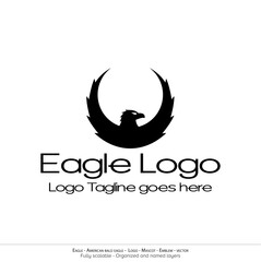 Obraz premium Eagle Logo, Flying Bird Emblem. dove mascot. American Bald Eagle silhouette logo. Minimal design, minimalistic logo vector