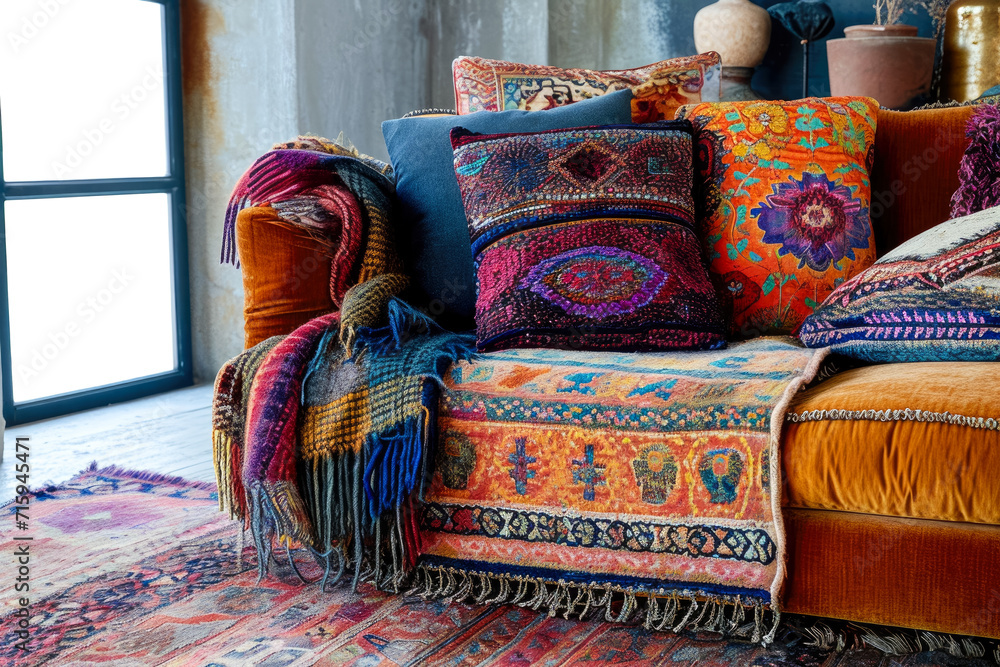 Poster bohemian-inspired design with intricate patterns and textures
