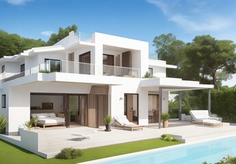 Fototapeta premium modern villa with open plan living and private