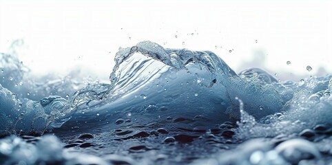 Clean water wave at white background and copy space