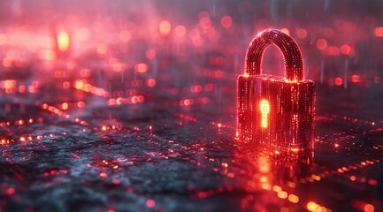 Quantum lock, blockchain, Cryptography cypher unbreakable codes and cyber security concept
