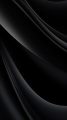 Abstract black waves design with smooth curves and soft shadows modern minimal background, fabric drapery