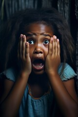 little african american girl screams desperately