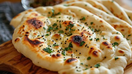 Indian naan bread, close up view