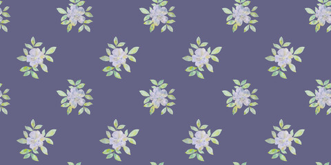 abstract flowers drawn in watercolor digitally, botanical seamless pattern for design, on a gray background