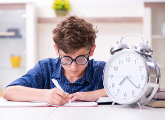 Kid preparing for school at home