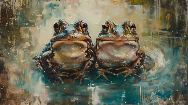 two frogs in a pond