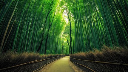 Obraz premium path winds through a bamboo forest