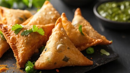 Veg Samosa - is a crispy and spicy Indian triangle shape snack which has crisp outer layer of maida filling of mashed potato, peas and spices