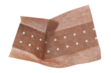 Crumpled adhesive bandage new, sticky isolated on white, top view  - obrazy, fototapety, plakaty