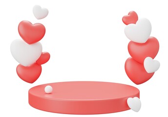 love podium pedestal arch. 3d render illustration. Valentine day 3d minimal composition