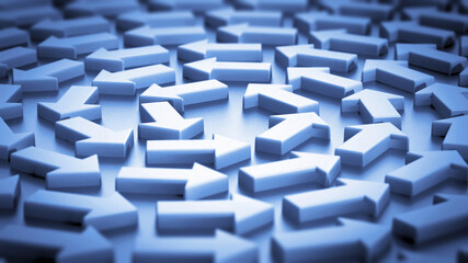 Rotating white arrows in helix form. 3D illustration