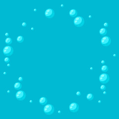 Background with turquoise bubbles. Abstract air balls in liquid.