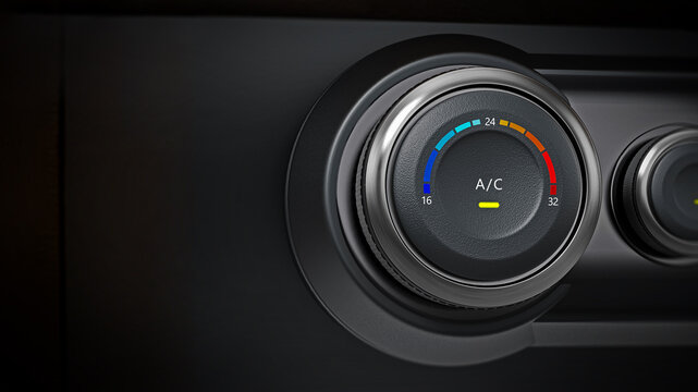 AC button of a modern car. 3D illustration