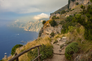 Hiking Trail Path Of The Gods With View Of Amalfi Coast