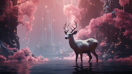 Adorable pastel pink as a cute deer beautiful image Ai generated art