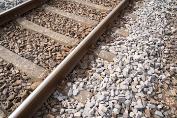 Railroad tracks with gravel stones