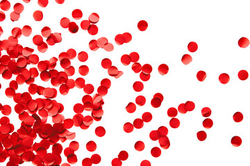 Isolated Red Confetti Scatter on Transparent White Background - Celebration Concept