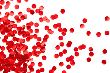 Isolated Red Confetti Scatter on Transparent White Background - Celebration Concept