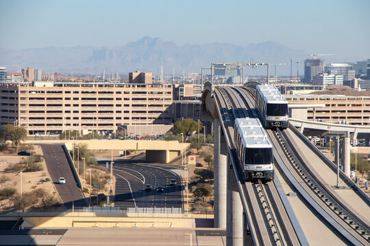 PHX Sky Train (people mover) at Phoenix Sky Harbor International Airport - Phoenix, Arizona, USA	