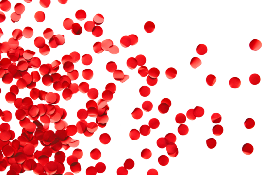Isolated Red Confetti Scatter on Transparent White Background - Celebration Concept