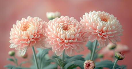 Flowers chrysanthemums on a pink background.