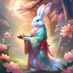 easter bunny in bishop dress - obrazy, fototapety, plakaty
