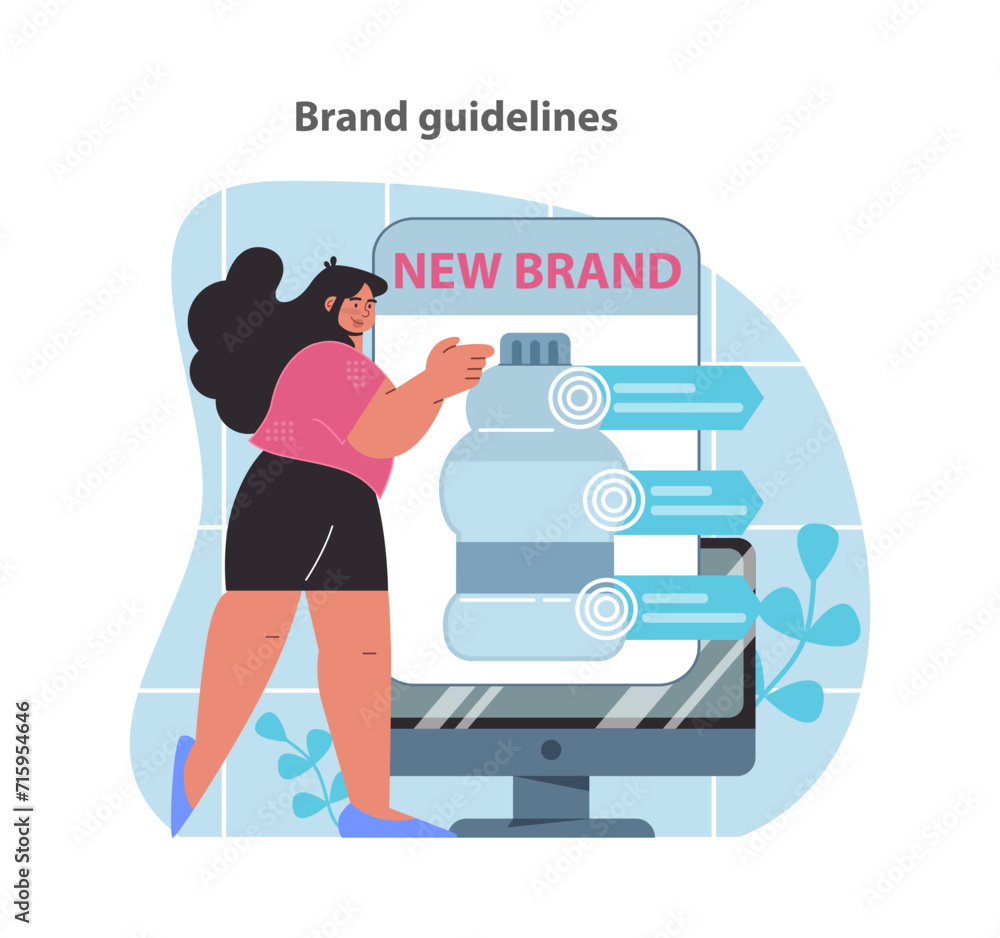 Poster brand guidelines concept. setting standards for new brand identity. visual rules for brand consisten
