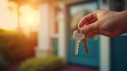 Keys in hand to the house. Real estate business, new homes and mortgages