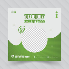 Minimalist food social media post template in vector