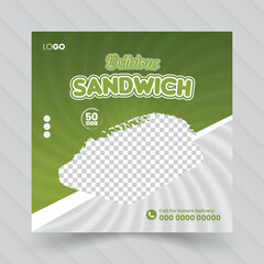 Delicious sandwich food social media post design