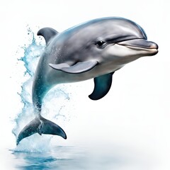 Cute dolphin jumping isolated on black background with splashes of water. Closeup Dolphin is Jumping on The Water Surface Isolated on White Background with Clipping Path. Dolphin jumping above water.