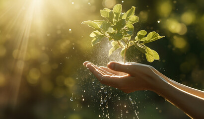 Tree on the hand ai generative art