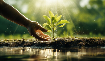 Hand with tree ai generative art