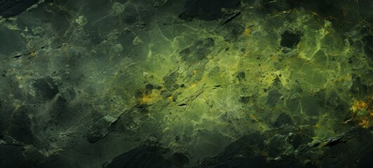 Fototapeta premium Radiation. Radioactive mineral Uranium texture. Uranus. Uranium wallpaper background. Ores in Green Light. Horizontal banner format