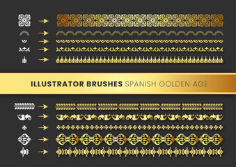 Brush, pattern spanish golden age. Vintage ornament baroque and Renaissance age
