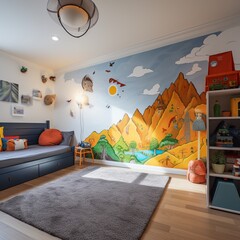 Beautiful room adventure wall painting art decoration picture AI Generated art