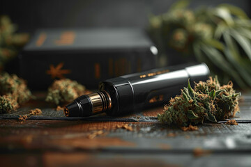 electronic vaporizer for smoking marijuana buds. - obrazy, fototapety, plakaty