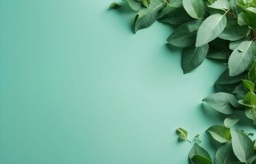 clear ambient glowing pastel green background, peppermint leaves, eucalyptus leaves, clearing sinus advertisement. generative AI