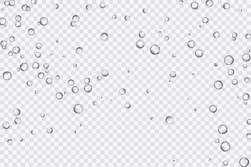 Air bubbles, oxygen, champagne crystal clear, isolated on a transparent background of modern design. Vector illustration of EPS 10. - obrazy, fototapety, plakaty