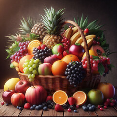 A variety of fruits in a basket