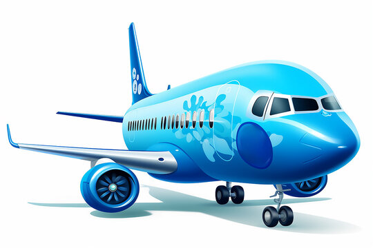 Illustration of a cartoon bright airplane on a white background