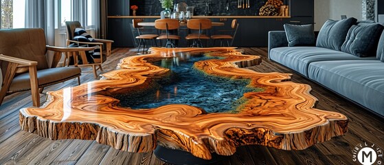 Artistic epoxy table