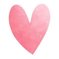 Watercolor Pink Heart Illustration Isolated on Transparent Background