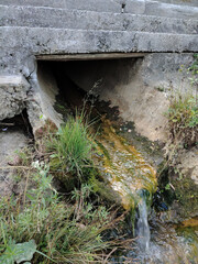 A view of the underground concrete pipe of the sewage collector