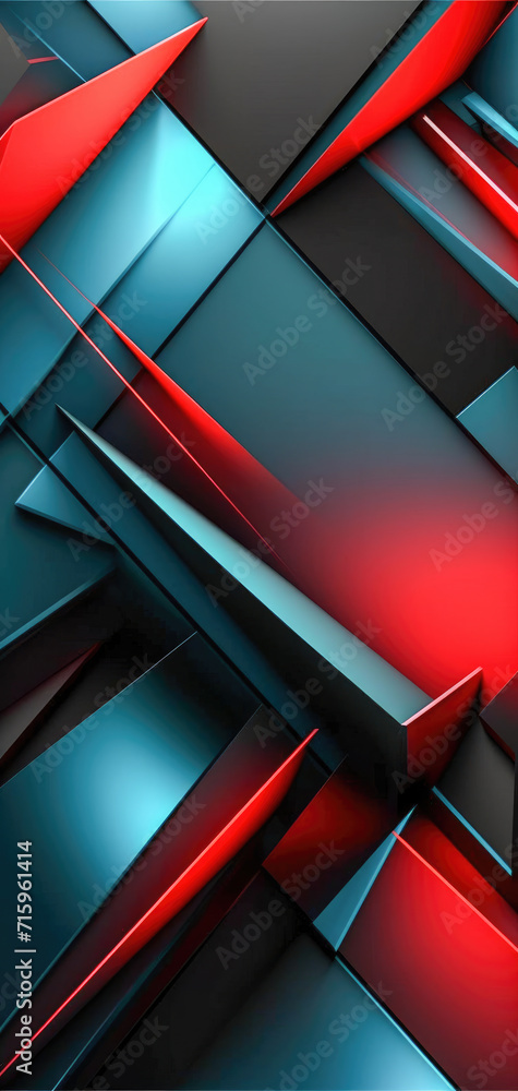 Poster red and black 3d abstract background with geometric shapes
