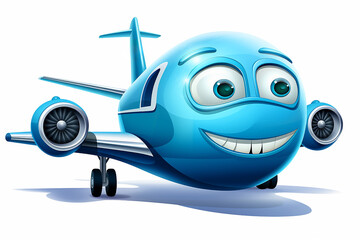 Naklejka premium Cartoon toy airplane with smiling face