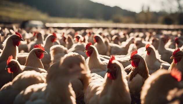 hundreds of chickens in the chicken farm
